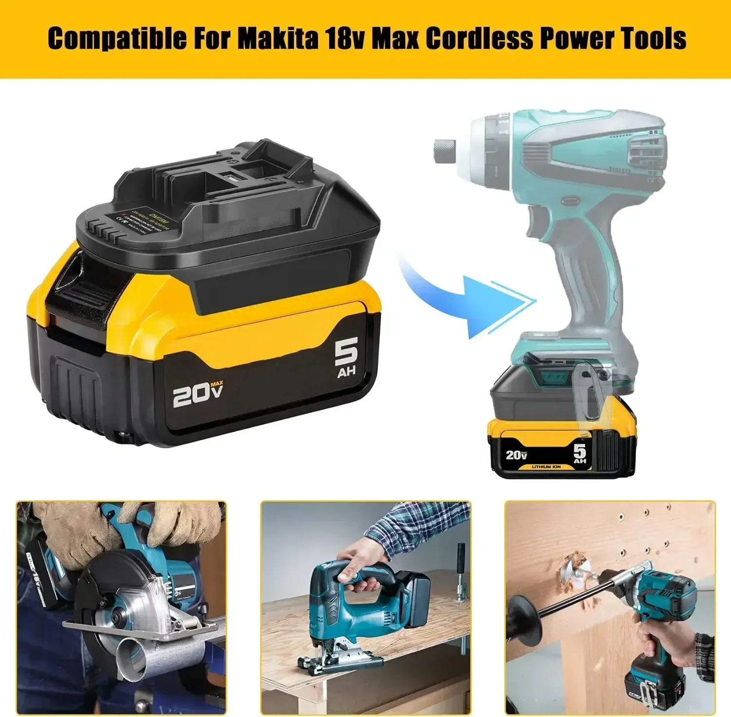 Адаптер для аккумулятора milwaukee для dewalt 18 в 20 в - Фотография_5