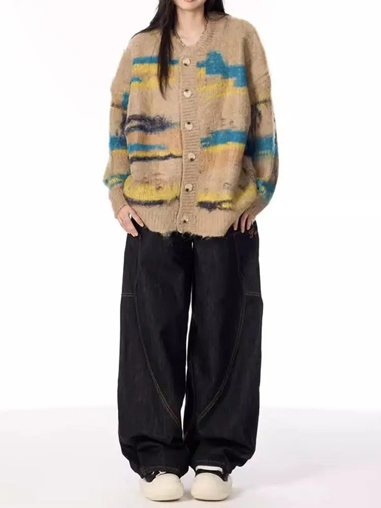 Houzhou винтажные джинсы y2k в стиле гранж - Фотография_6