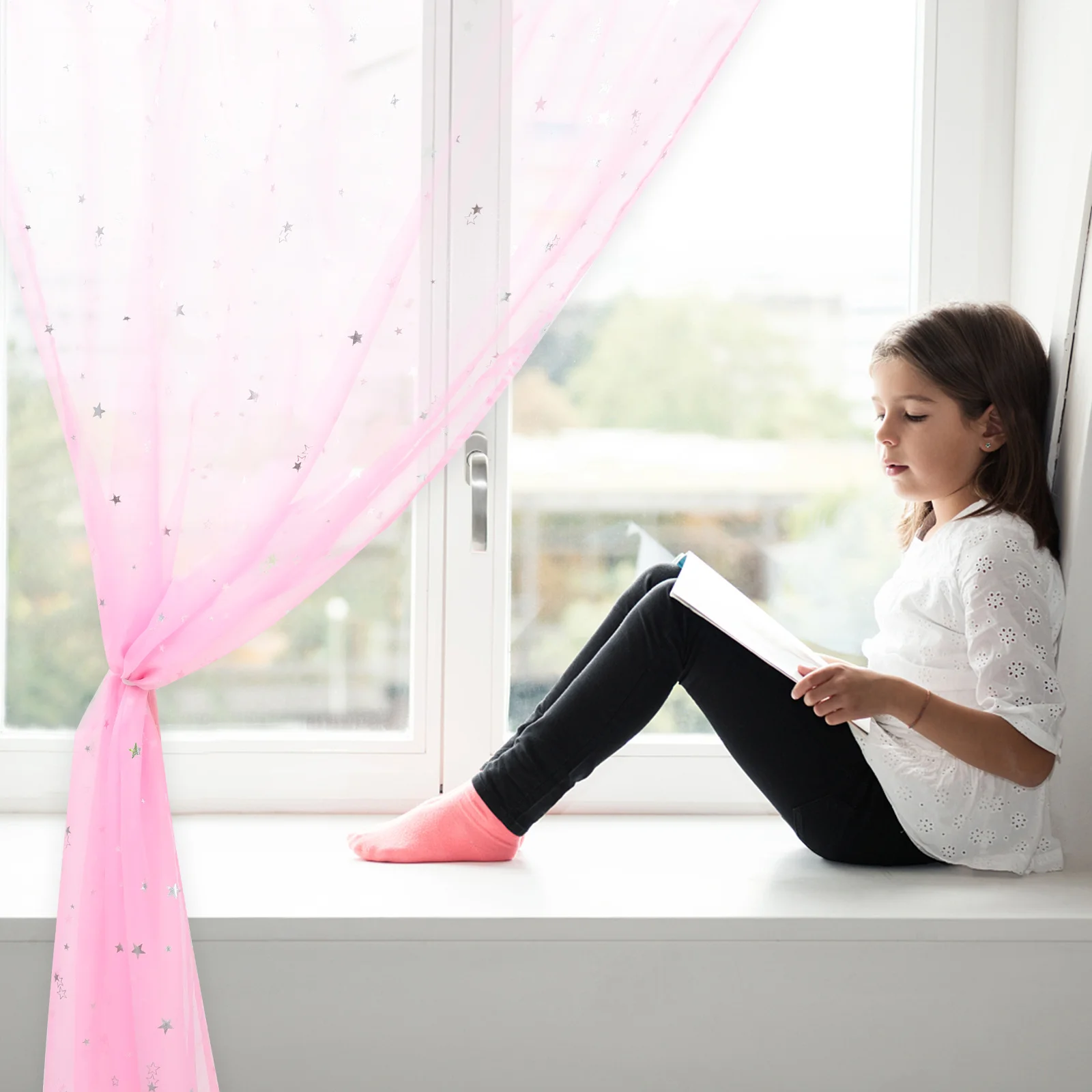 Прозрачная занавеска с рисунком звезд - Фотография_2