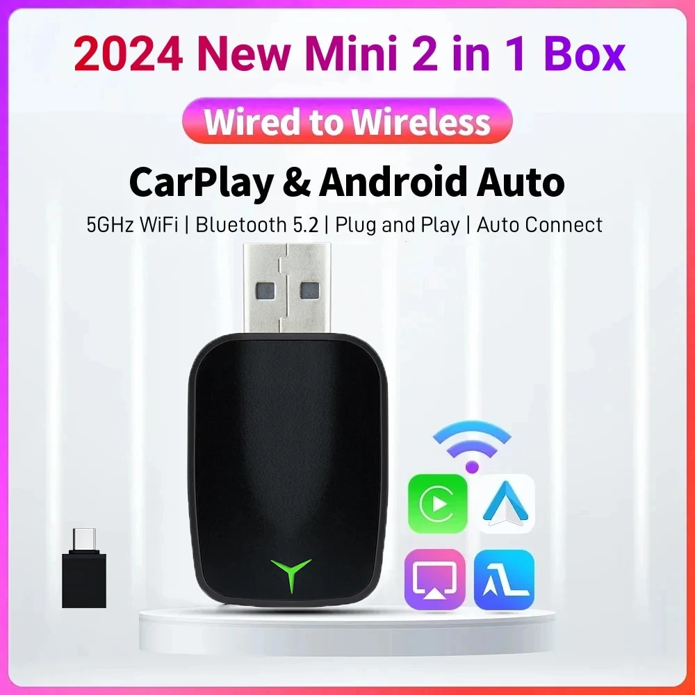 Новый проводной и беспроводной carplay android 2 в 1