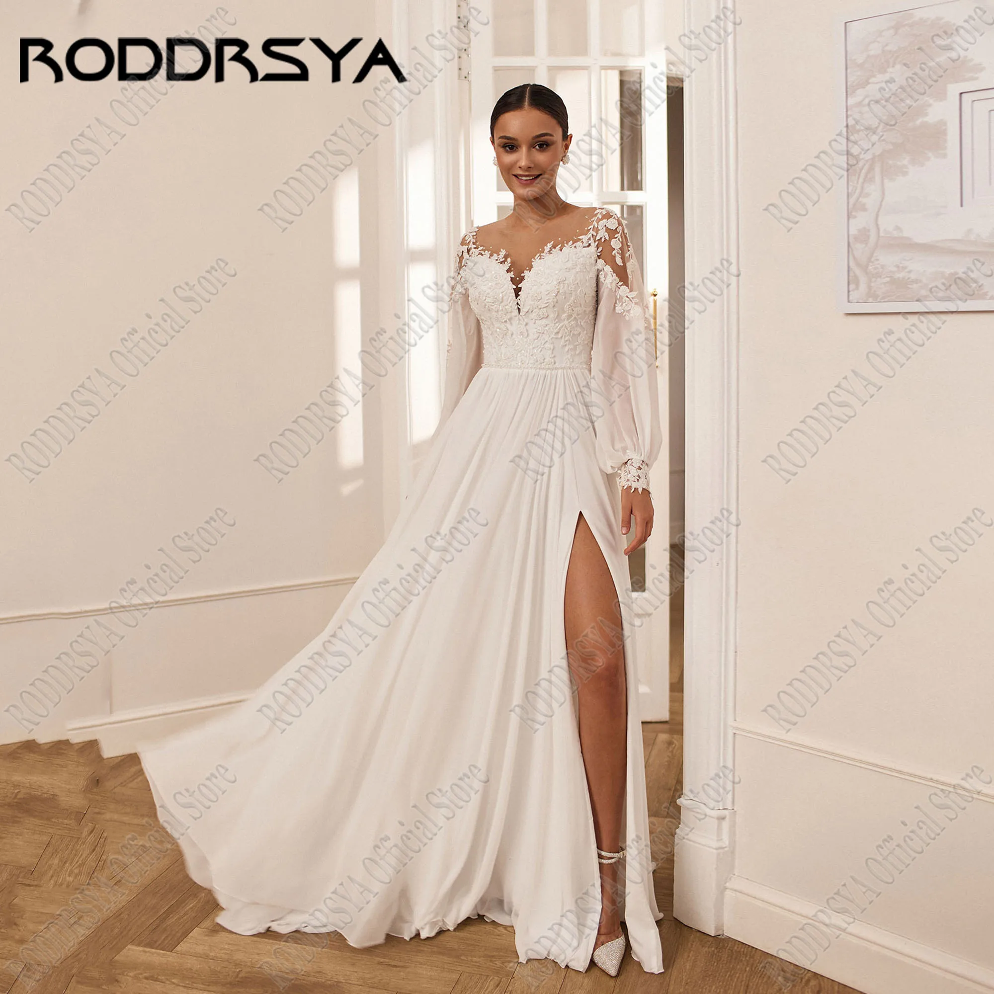 Шифоновое платье с разрезом roddrsya