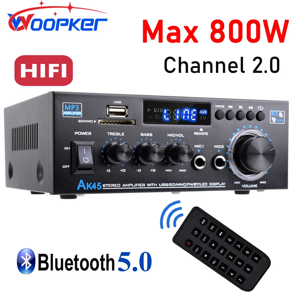 Woopker ak45 hifi цифровой усилитель максимальная мощность 90wx2 канал 2