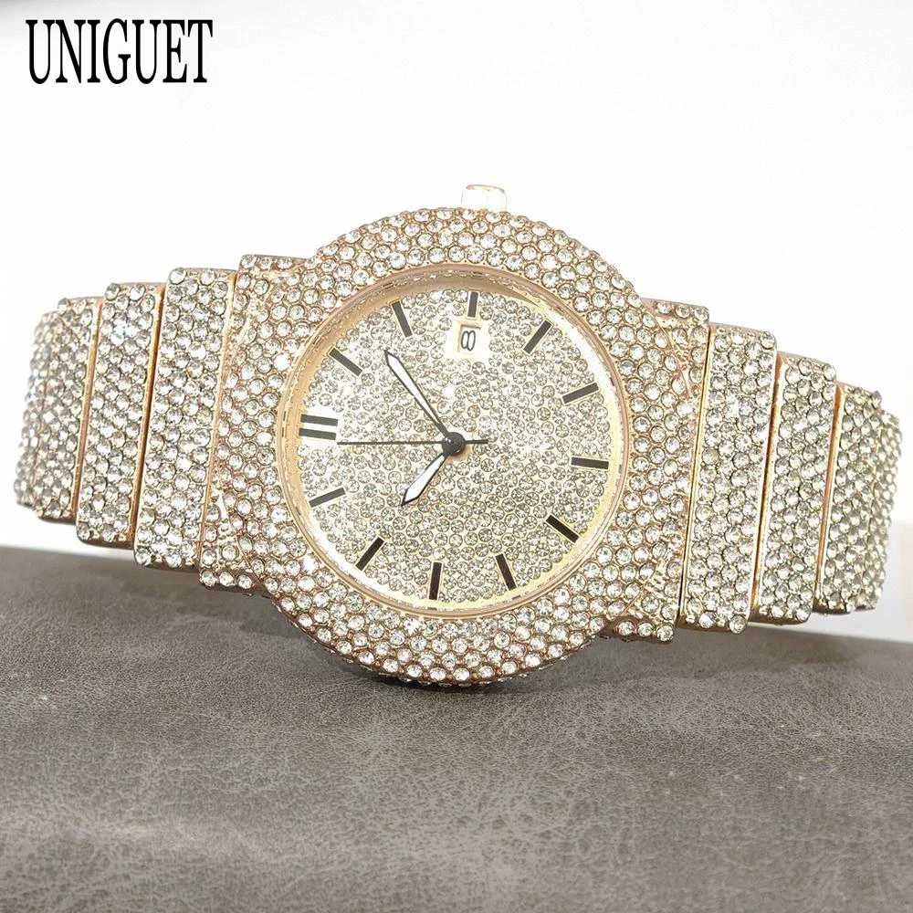 Uniguet 2022, мужские модные часы со льдом