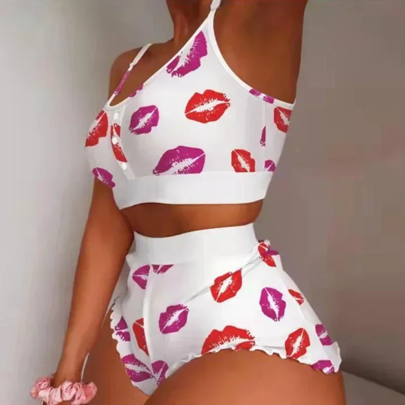 Love printed lace sling crop tops - Фотография_5