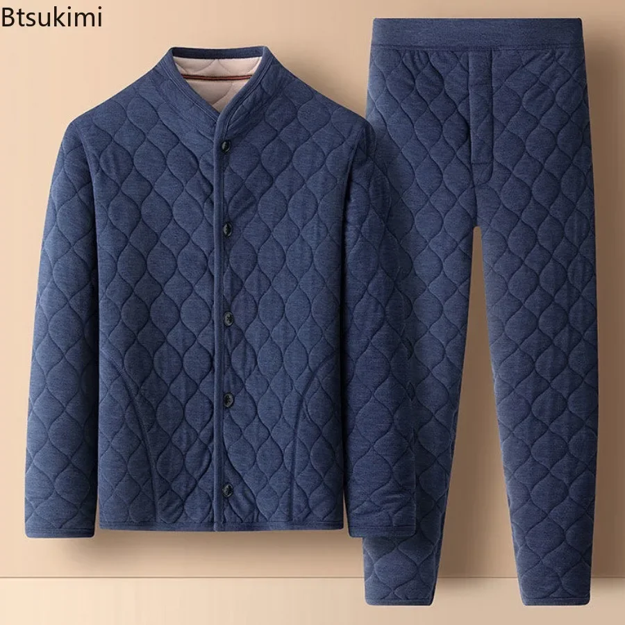 Осенне-зимние мужские пижамные комплекты из кораллового флиса