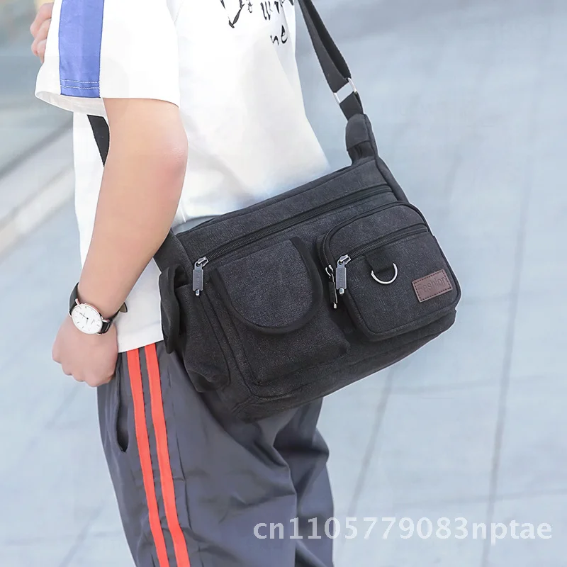 Мужская парусиновая сумка большой емкости в британском стиле ретро - Фотография_4