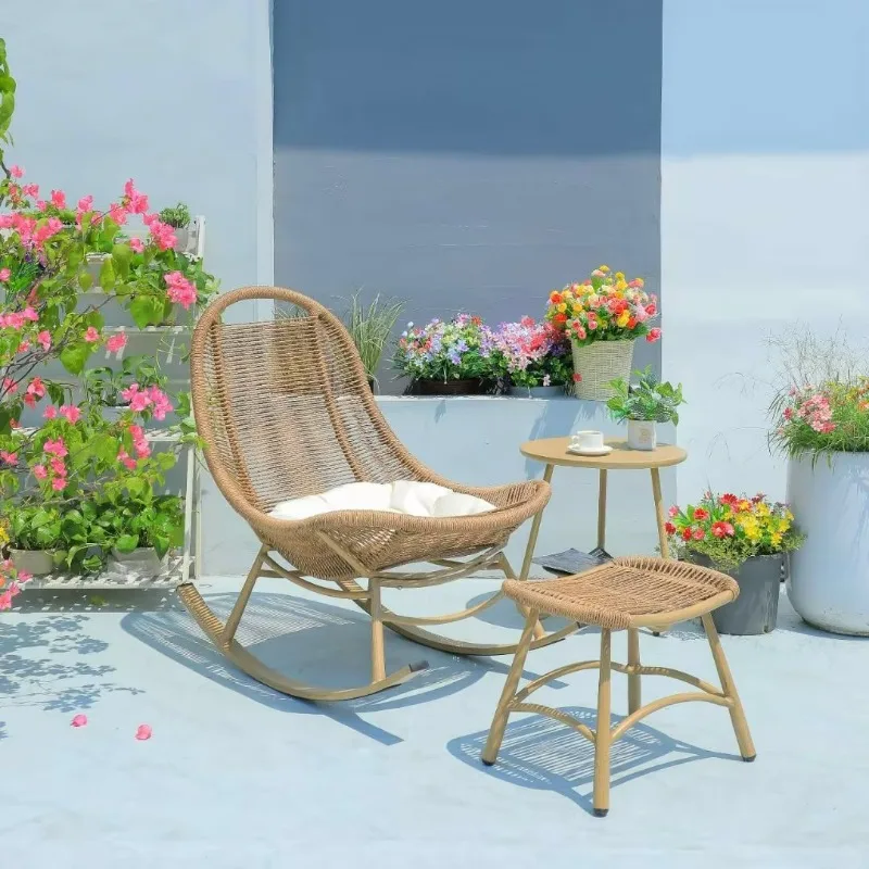 Кресло-качалка для отдыха с веревочным плетением - Фотография_2