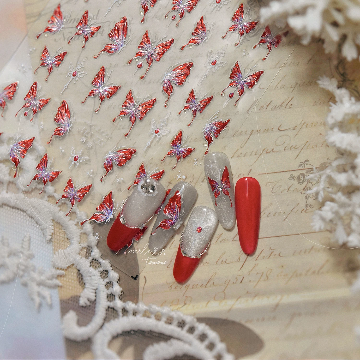 Красная бабочка 5d наклейка для - Фотография_6