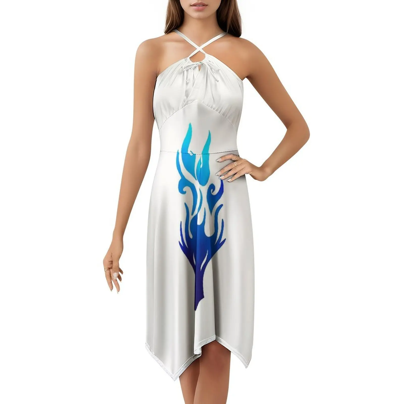 Сексуальное платье для отпуска с синим драконом для женщин - Фотография_5