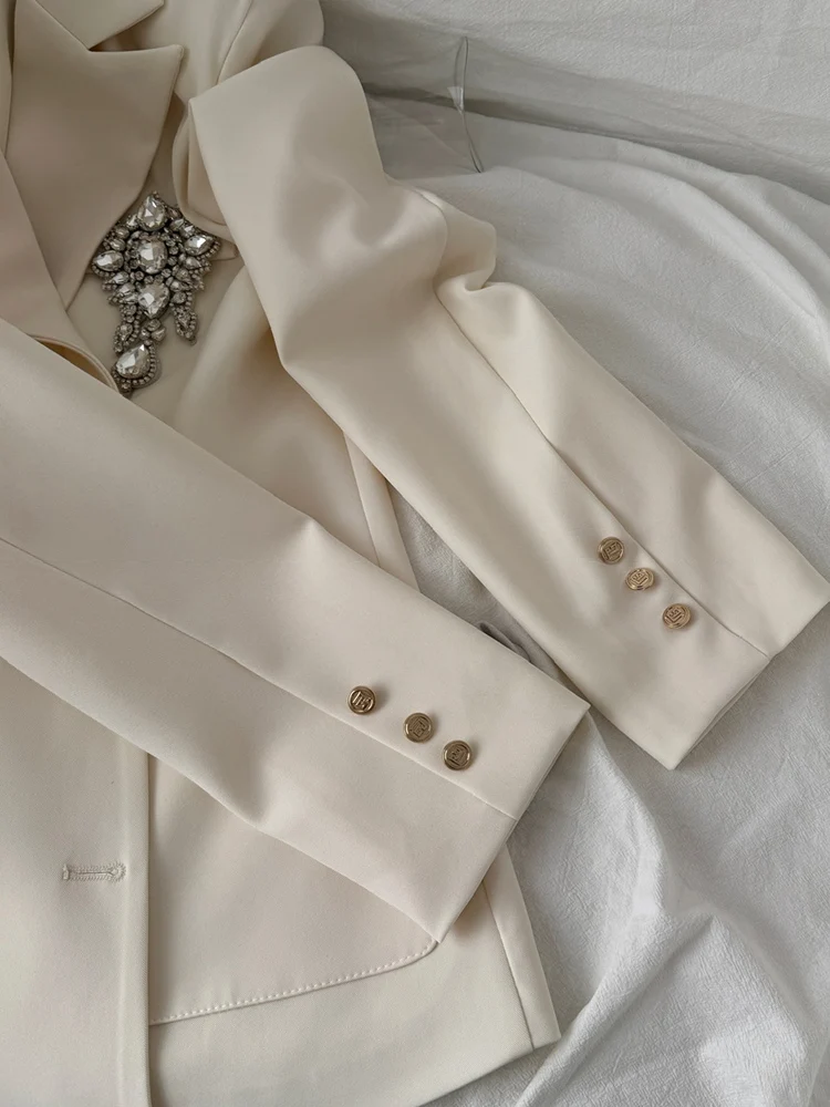 Винтажный двубортный пиджак со стразами для женщин - Фотография_5