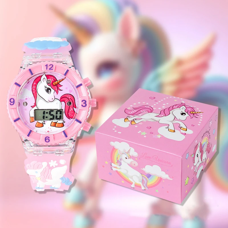 Новые детские часы hello kitty с коробкой kuromi unicorn - Фотография_5