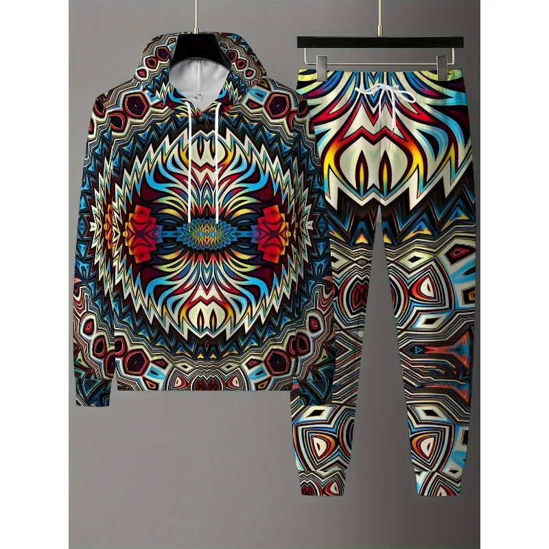 Мужская свободная толстовка с капюшоном с цифровым принтом - Фотография_3