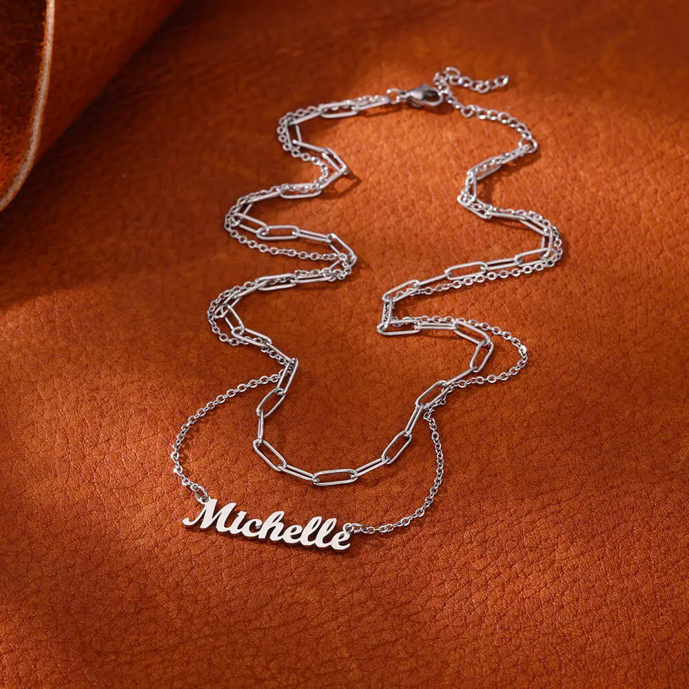 Изготовленное на заказ двухслойное ожерелье с именем для женщин и девушек - Фотография_4