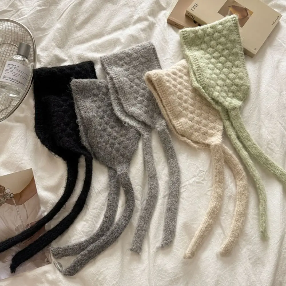 Утолщенные шерстяные наушники с ремешками - Фотография_6