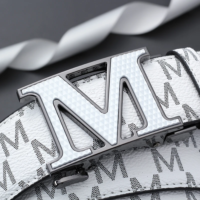 Большой мужской ремень с автоматической пряжкой "m" - Фотография_4