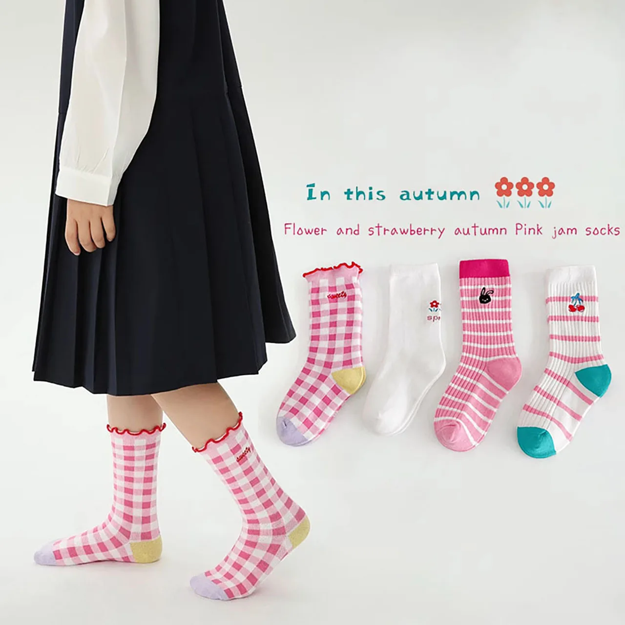 4 пары розовых носков принцессы с героями мультфильмов для девочек - Фотография_2