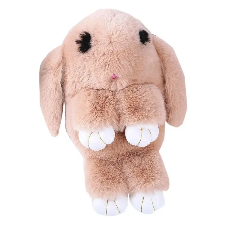 Милая пушистая сумка на цепочке с помпонами из кроличьего меха - Фотография_5