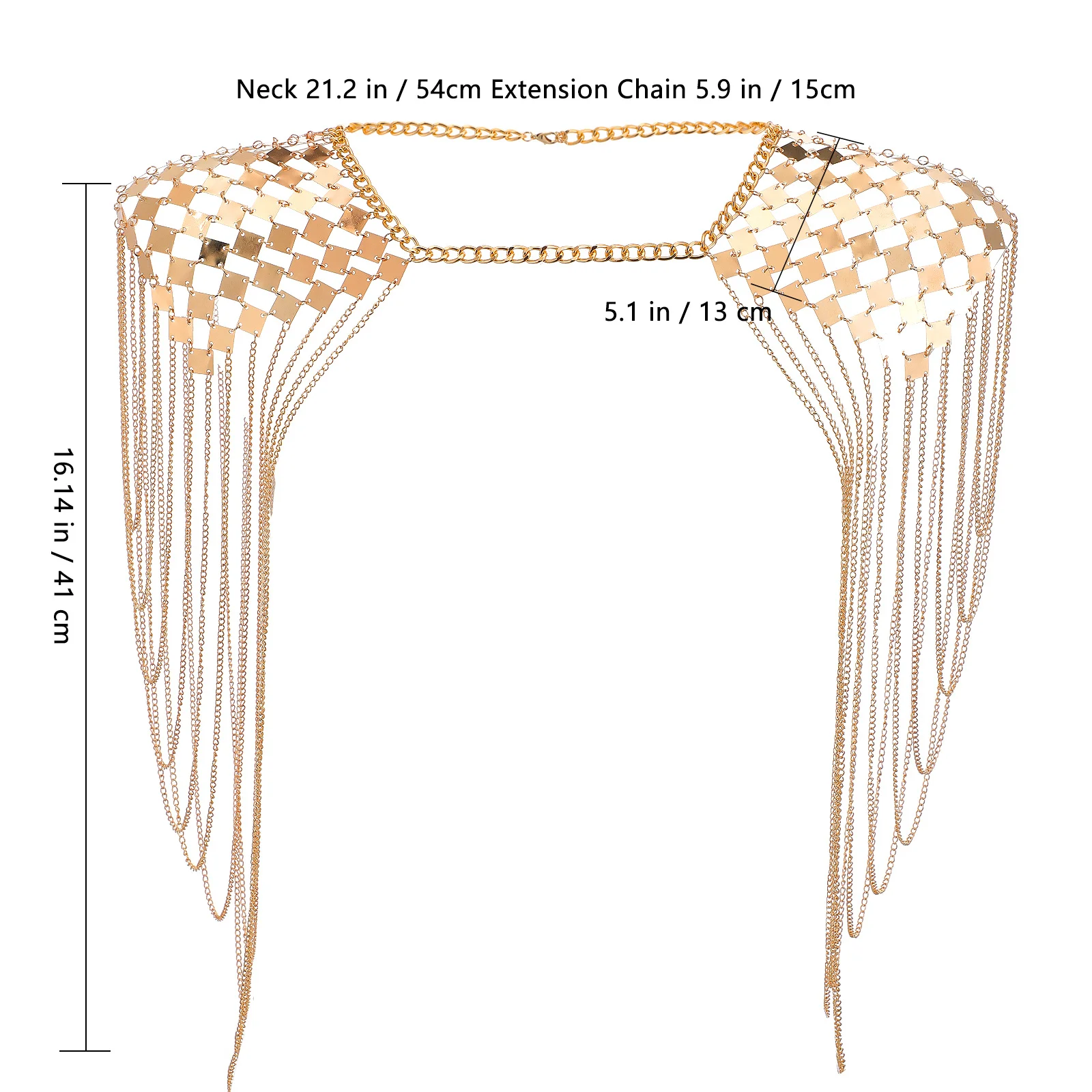 Элегантное золотое ожерелье с кисточками на плечо - Фотография_2