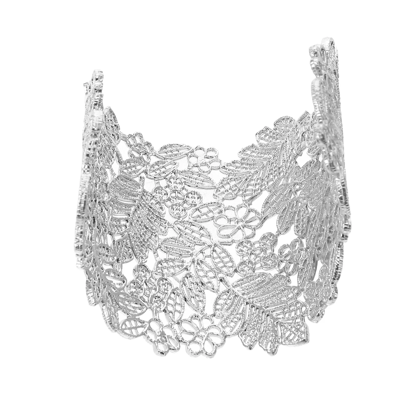 Винтажный кружевной браслет-манжета с полым цветочным дизайном - Фотография_2