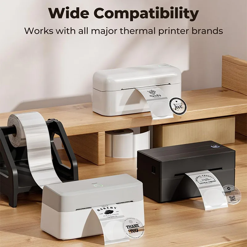 Прозрачная круглая прямоугольная термоэтикетка в рулоне - Фотография_6