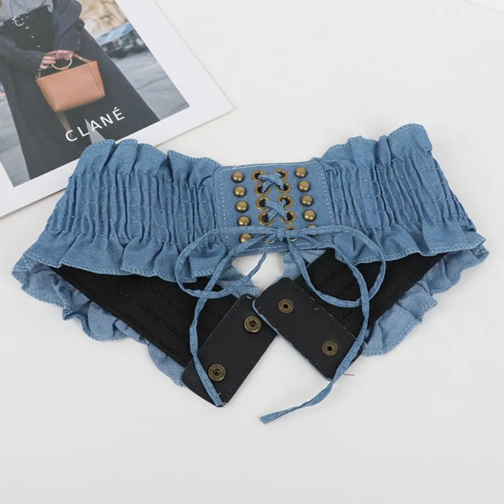 Simple cloth denim stretchy cummerbunds - Фотография_2
