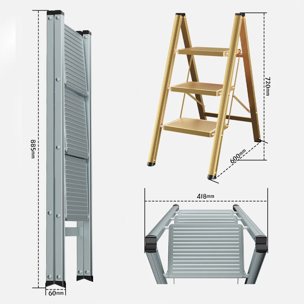 Изготовленная на заказ сверхмощная складная трехступенчатая лестница 2 - Фотография_6