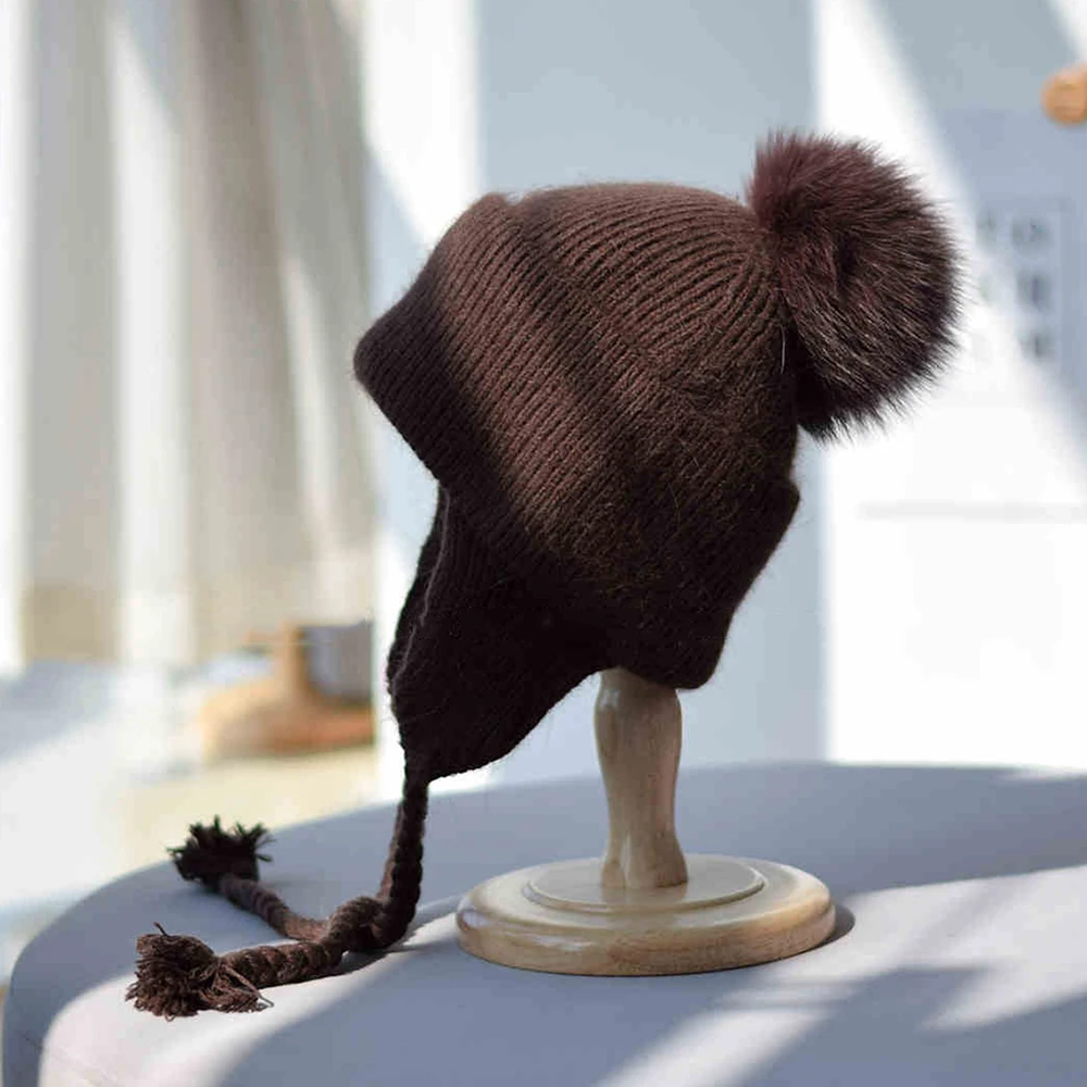 Шапка-ушанка женская зимняя вязаная - Фотография_4