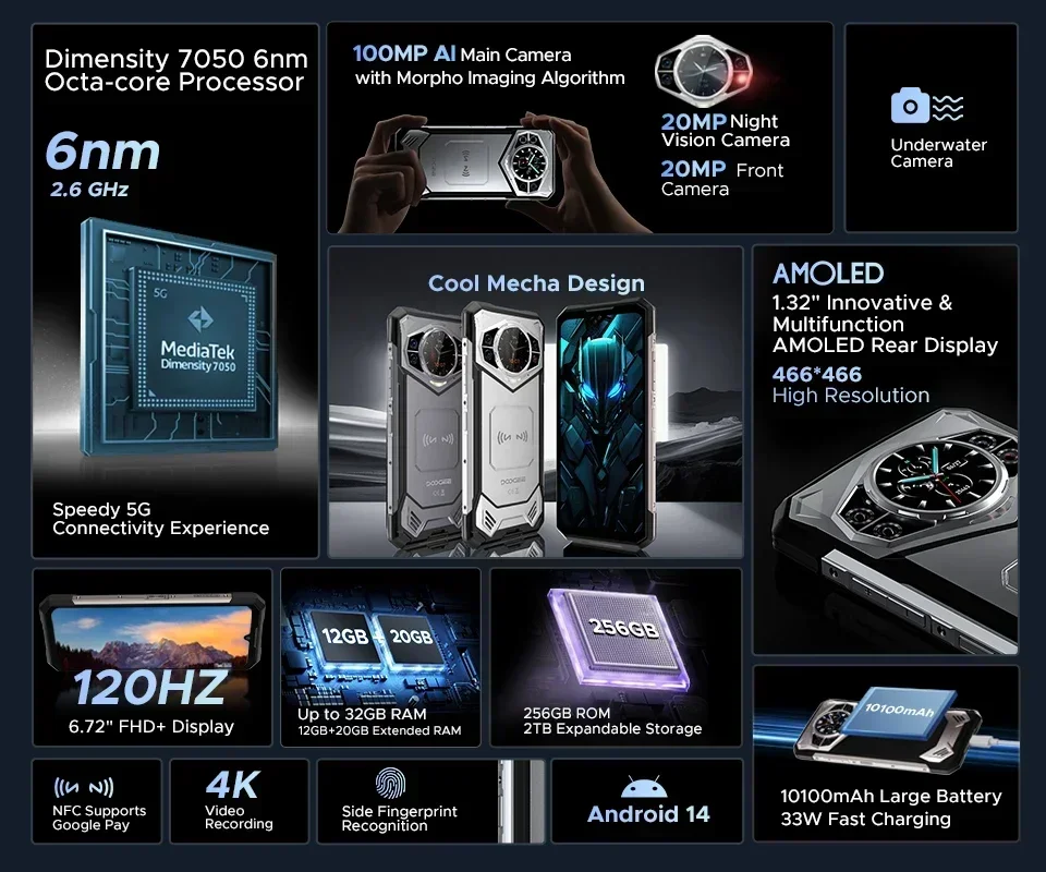 Глобальная версия doogee s200 5g прочный телефон 12 гб 256 гб 6 - Фотография_2