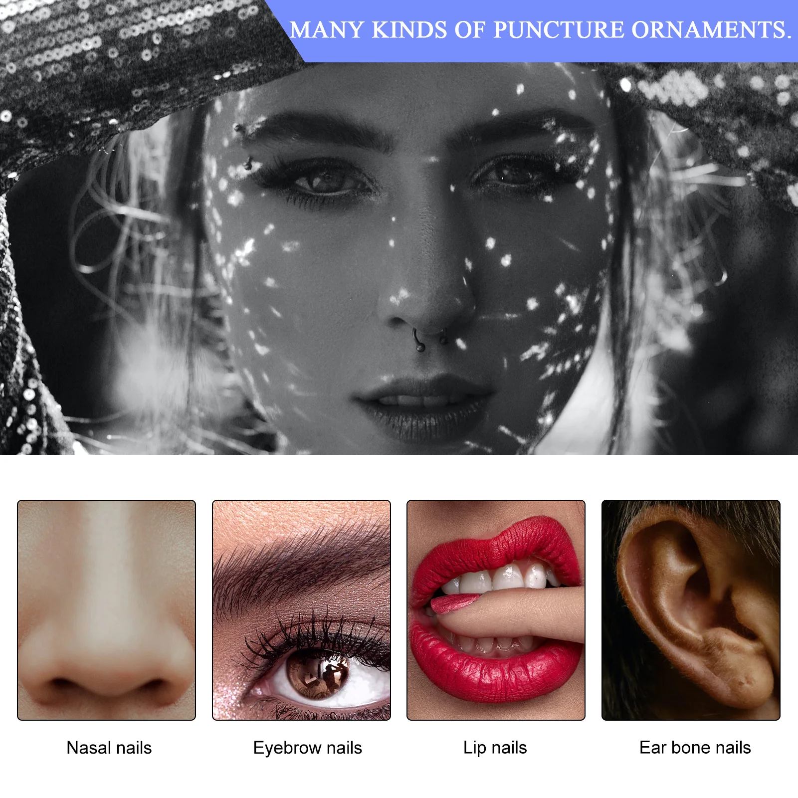 Стильное поддельное кольцо в носу u-образной формы