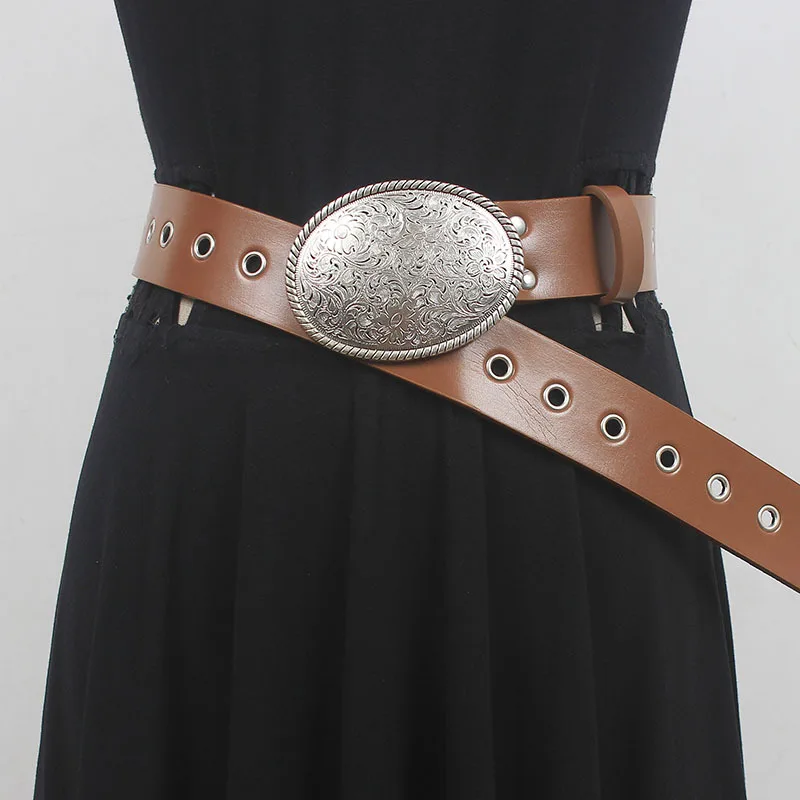 Женский модный винтажный корсет из натуральной кожи с пряжкой