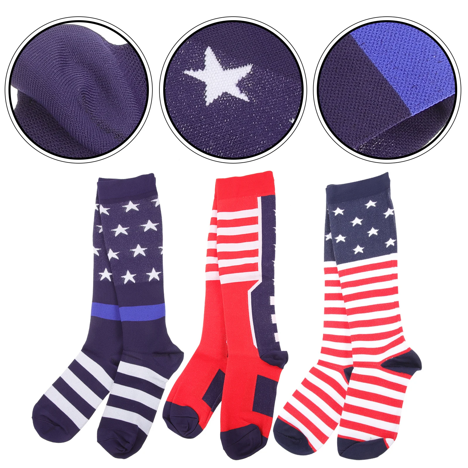 3 пары эластичных гольфов с американским флагом - Фотография_6