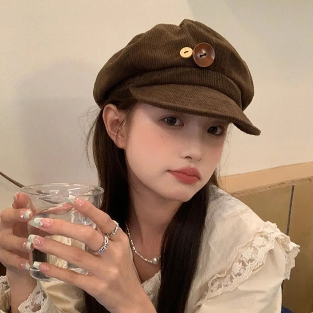 Ретро y2k берет с двойной пуговицей - Фотография_2