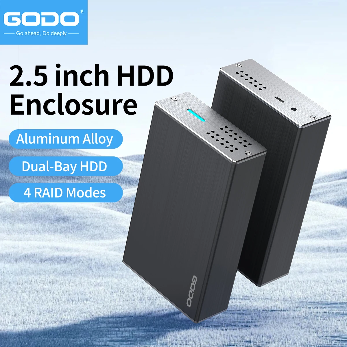 Godo 2,5-дюймовый двойной корпус для жесткого диска raid usb3.0 на 2