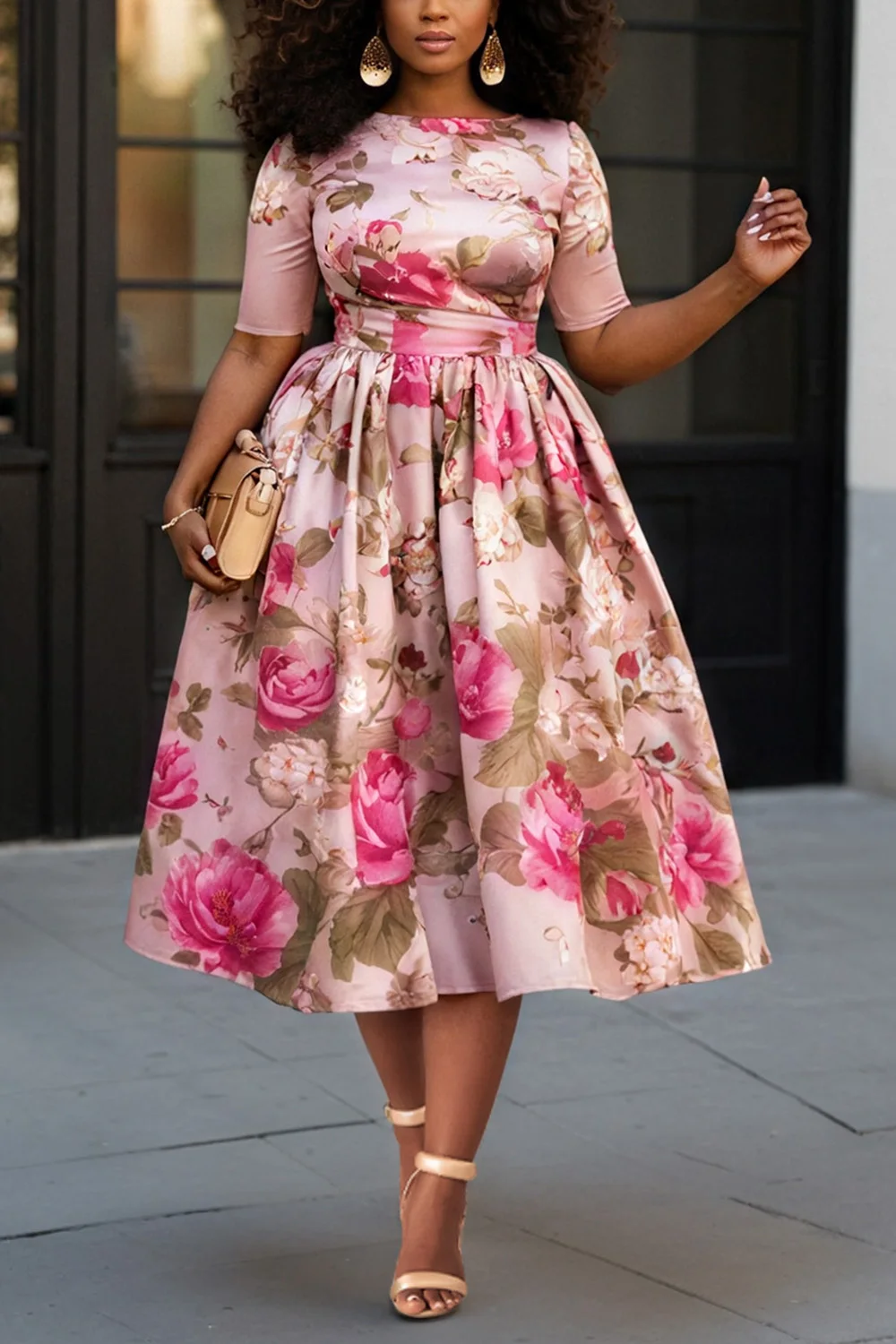 Плюс размер свадебный гость розовые - Фотография_2