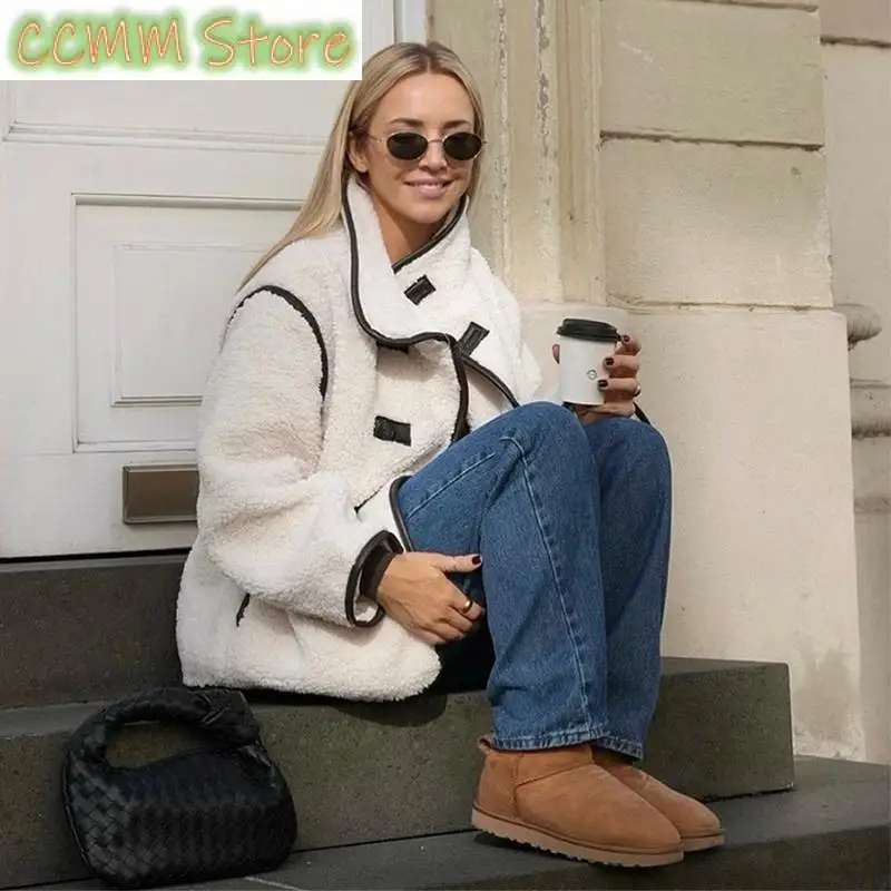 Повседневная женская шерстяная лоскутная куртка в стиле пэчворк - Фотография_6