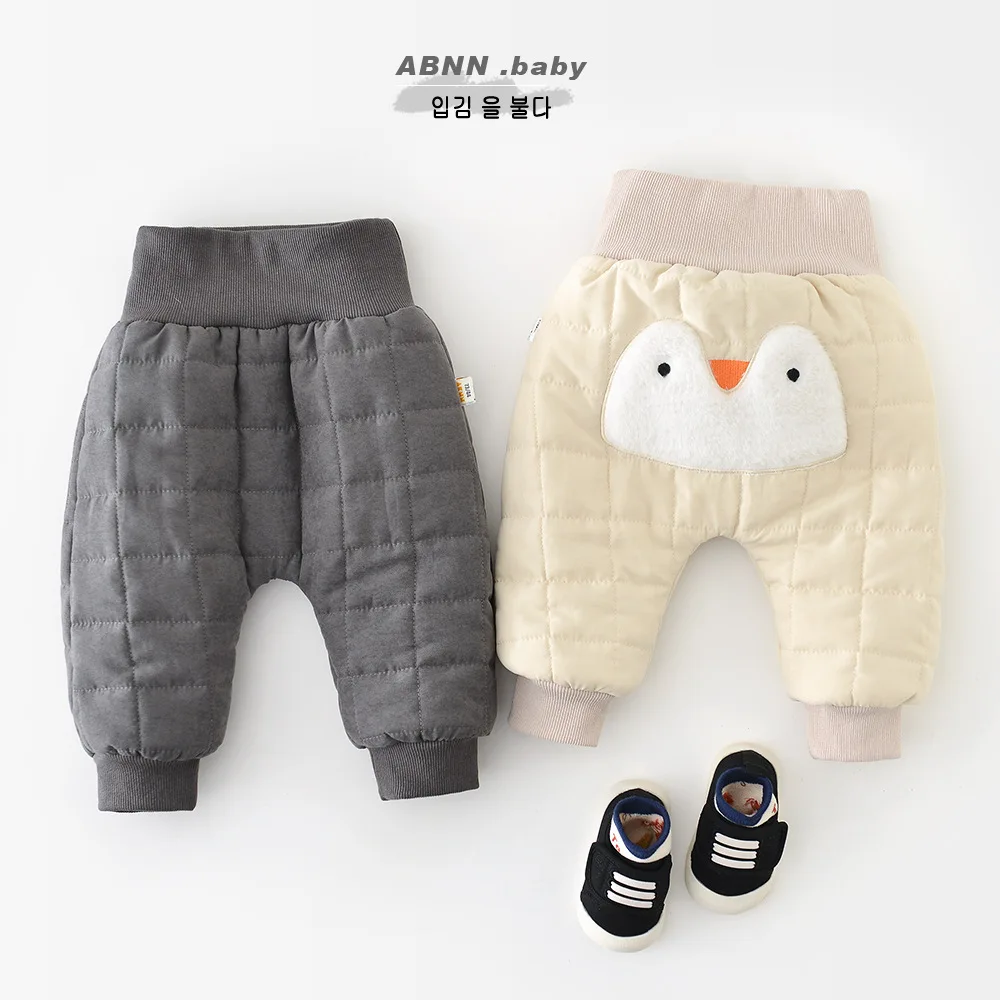 Зимние новые бархатные толстые теплые штаны для малышей - Фотография_2