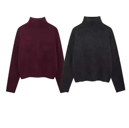 Женский элегантный бордовый вязаный пуловер - Фотография_5