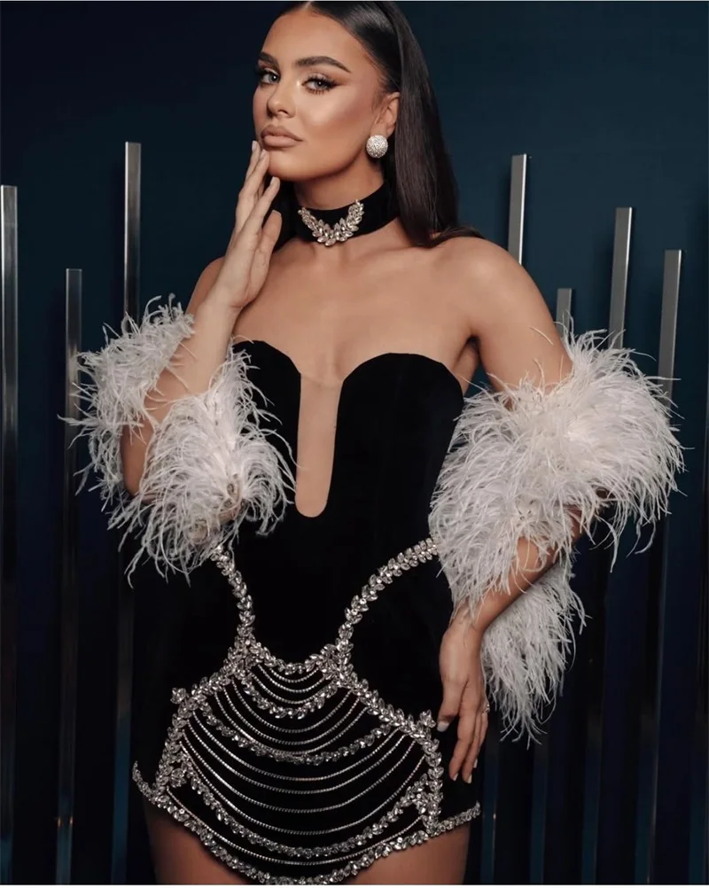 Черное бандажное женское платье