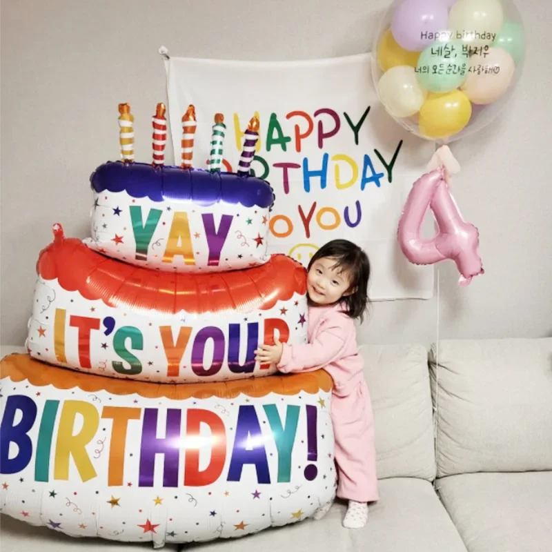 Cute cartoon 3-layer birthday cake