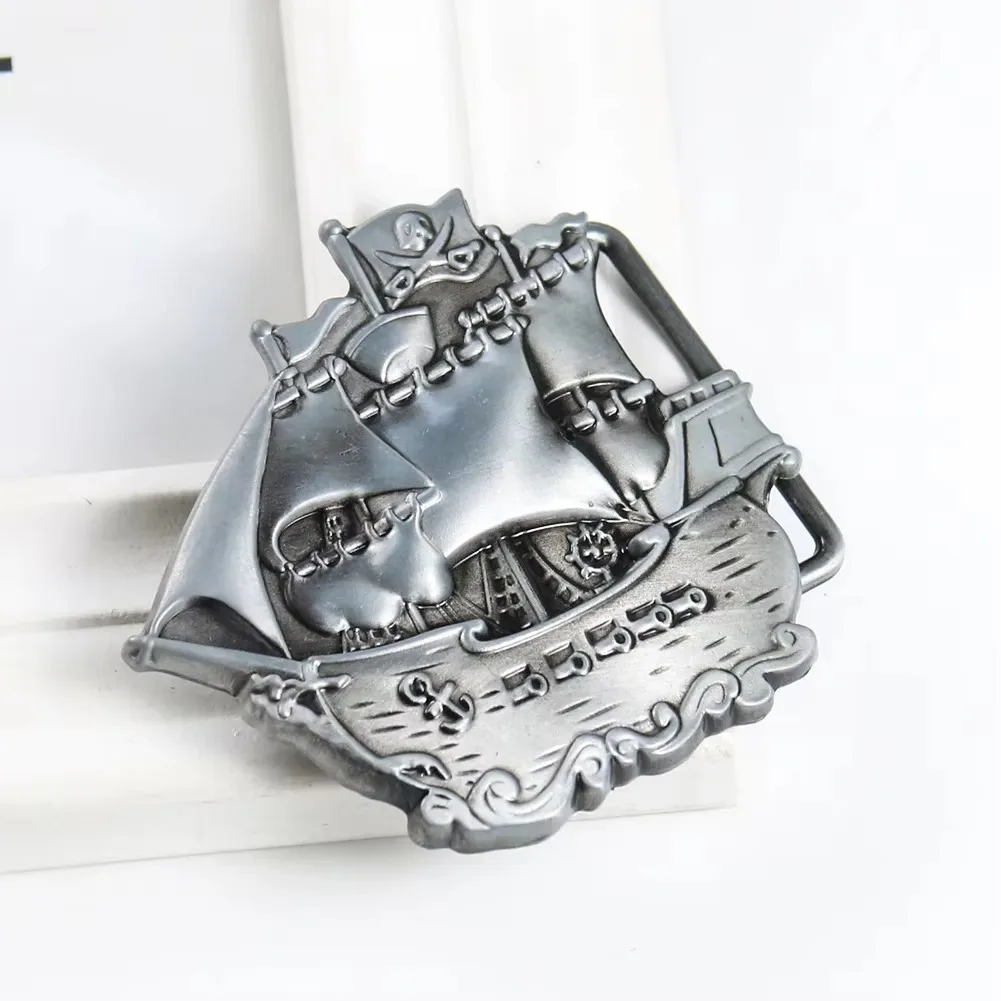 Забавная пряжка для ремня с пиратским кораблем для мужчин - Фотография_2