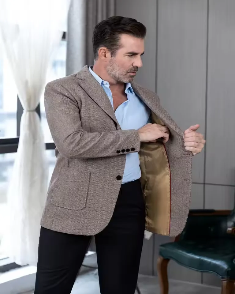 Мужской костюм, коричневый пиджак - Фотография_4