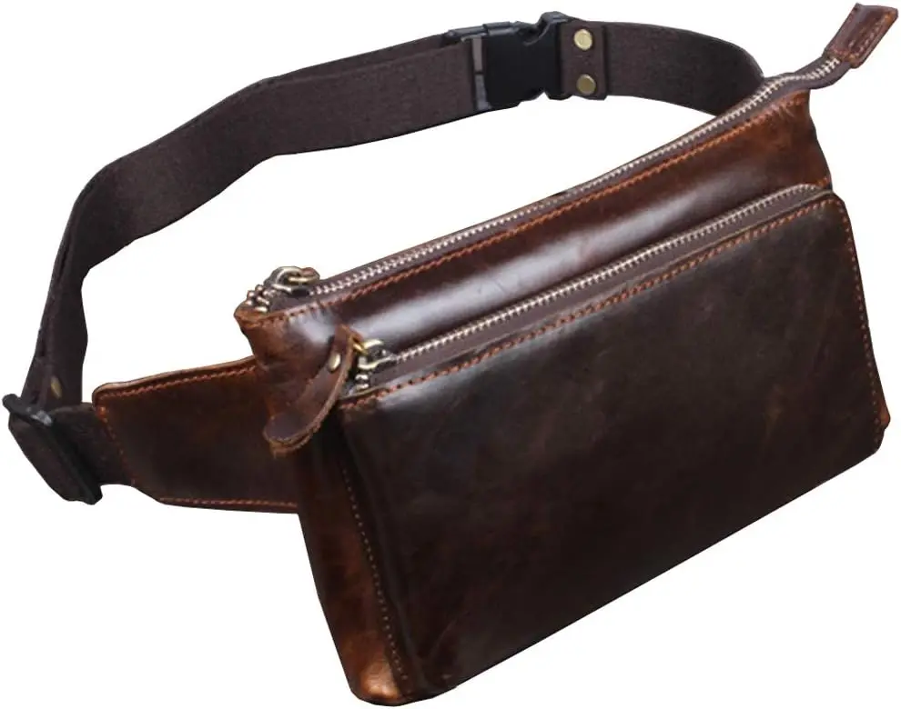 Kpywzer винтажная кожаная поясная сумка для мужчин и женщин - Фотография_2