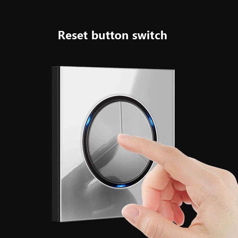 Grey tempered glass 220v eu fr standard dual wall socket - Фотография_2