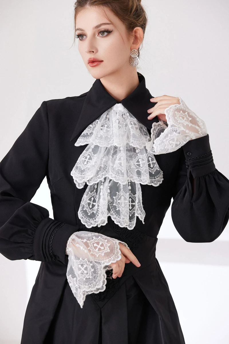 Элегантный кружевной многослойный шарф с рюшами - Фотография_6