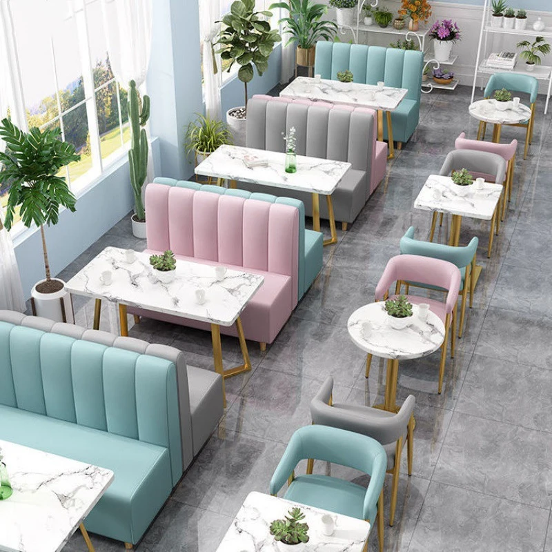 Современное сидение для ресторана с мраморным обеденным столом - Фотография_6