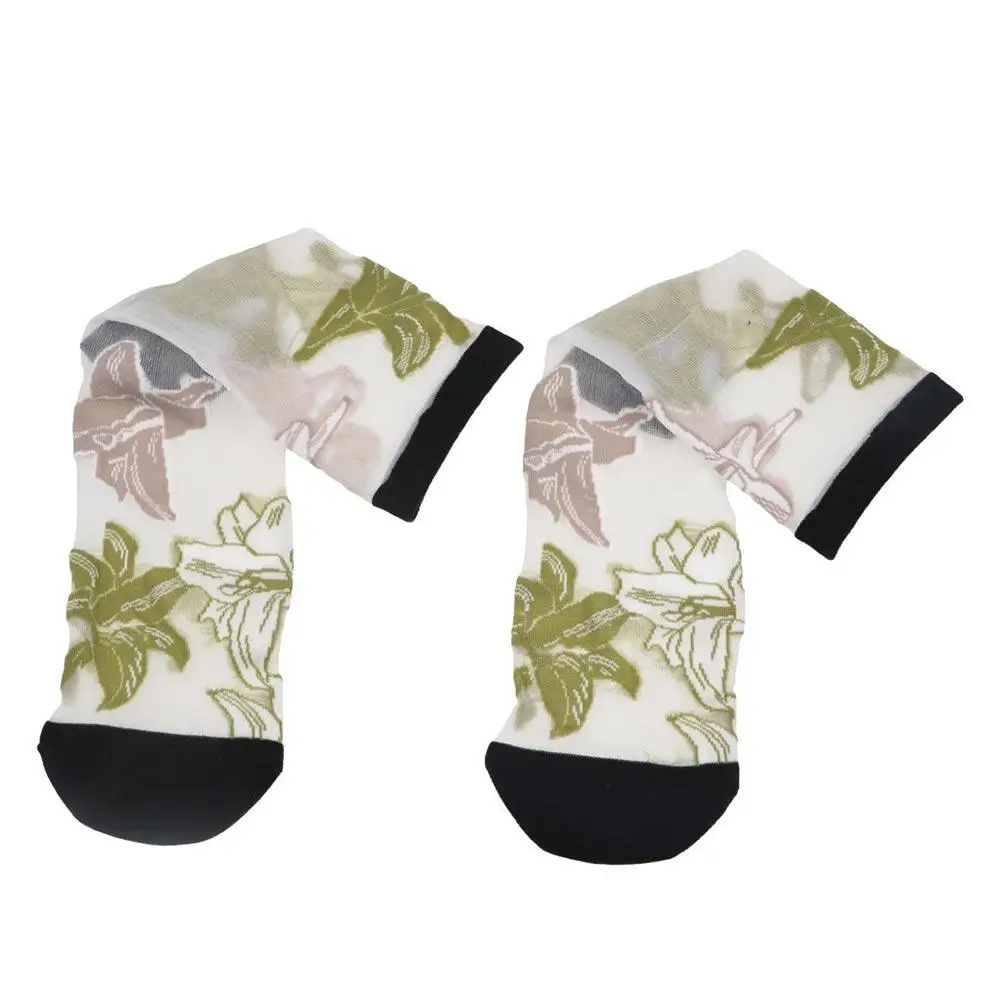 Милые ультратонкие сетчатые шелковые носки с кристаллами для девочек - Фотография_2