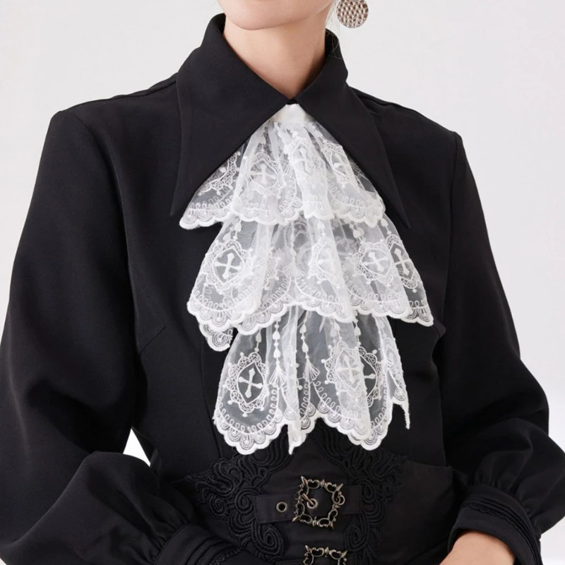 Элегантный кружевной многослойный шарф с рюшами - Фотография_2