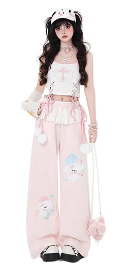 Милые крутые универсальные спортивные штаны с высокой талией для девочек - Фотография_6