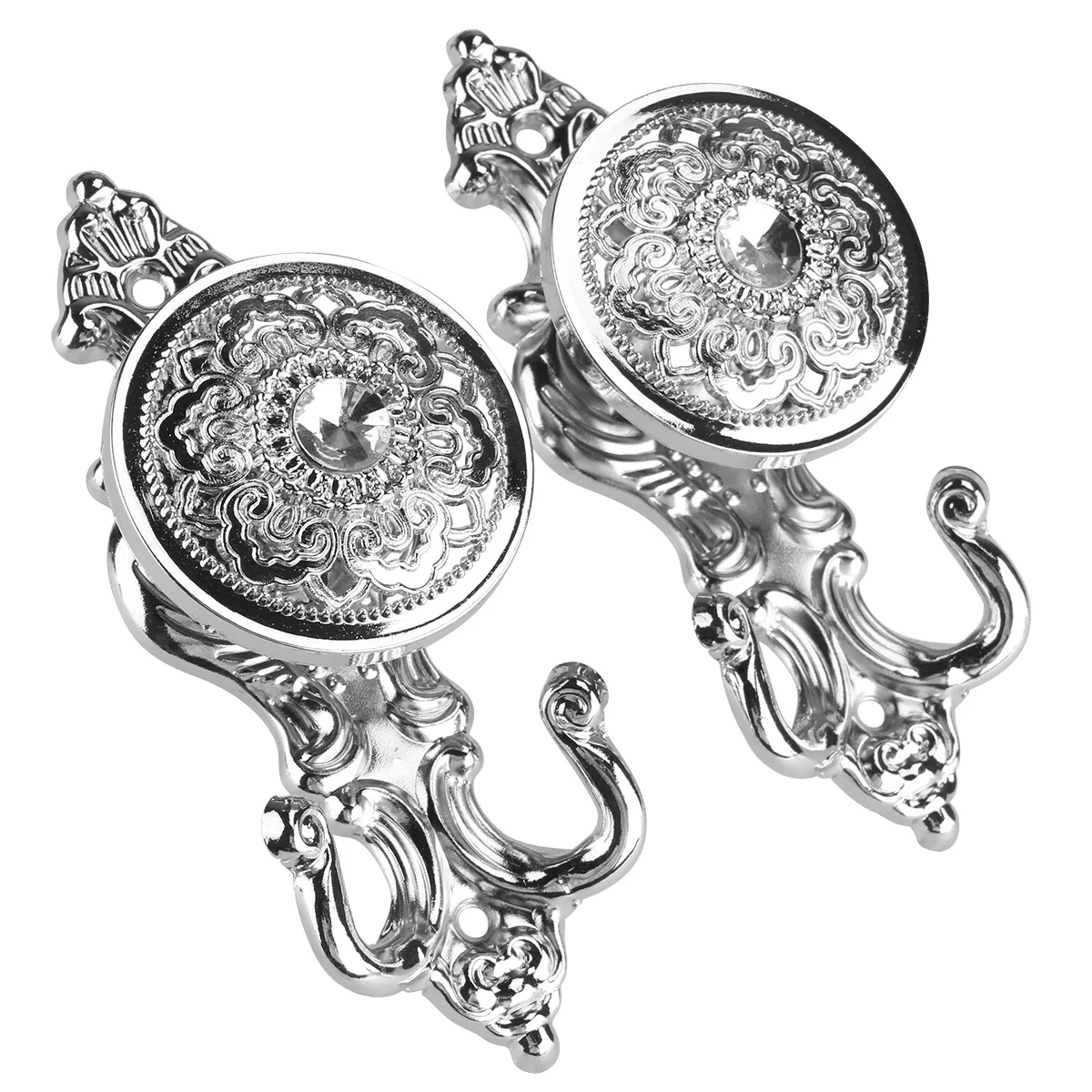 Пара серебряных подхватов для штор в стиле розы - Фотография_4