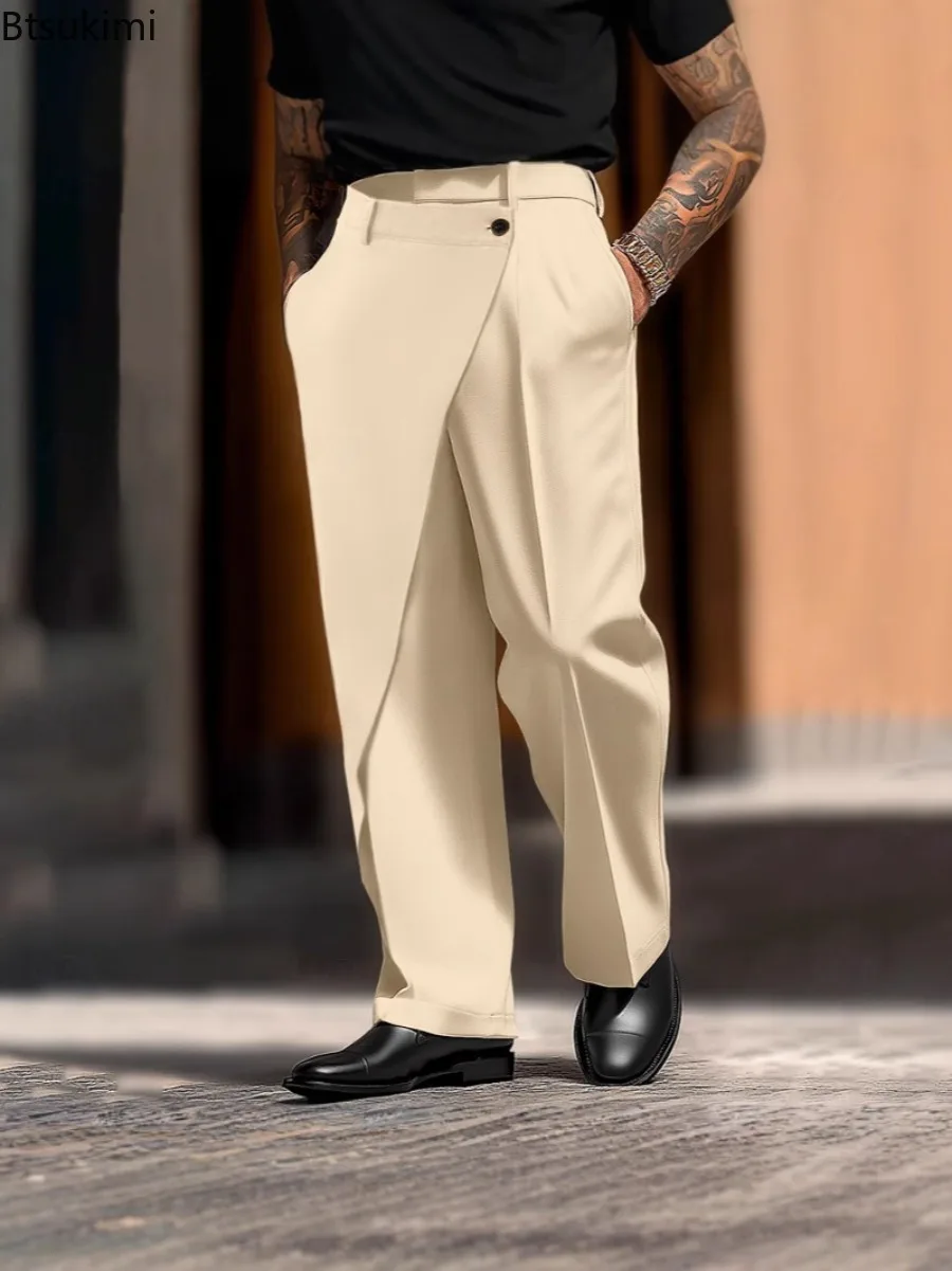 Мужские стильные брюки с неровкой талией - Фотография_6